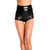Wetlook hohe Taille Hotpants SCHWARZ