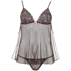 Babydoll schwarz mit Zierschnürung