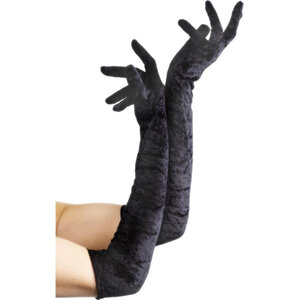 Fever – Lange Handschuhe aus Samt in Schwarz