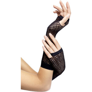 Handschuhe aus Netzmaterial in Schwarz