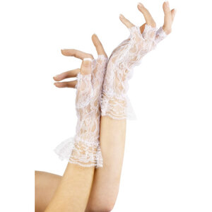 Fingerlose Handschuhe aus Spitze in Weiß