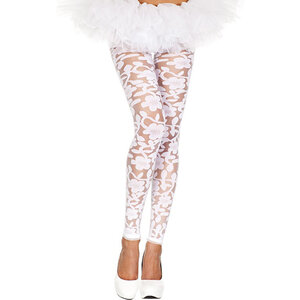 Transparente Leggings mit Blumendesign - Weiß