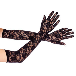 Extra lange Spitzenhandschuhe SCHWARZ