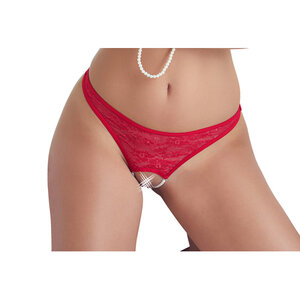Spitzen Stringtanga mit roten Perlen