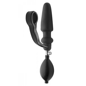 Aufblasbarer Buttplug mit Penisring in Schwarz