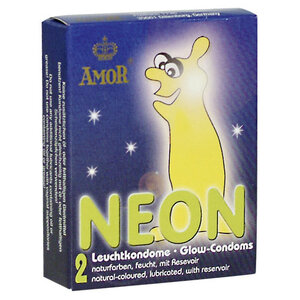 AMOR Neon Glow in the Dark Kondome - 2 Stück