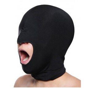 Dehnbare Maske in Schwarz mit offenem Mund