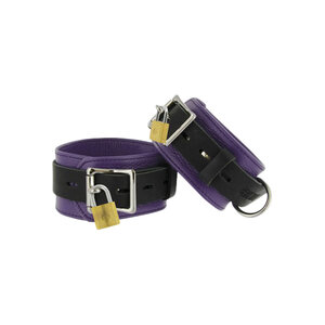 Strict Leather Purple and Black Deluxe Locking Cuffs