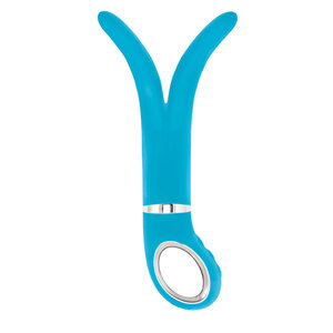 Vibrator in Blau mit 2 Enden aus Silikon