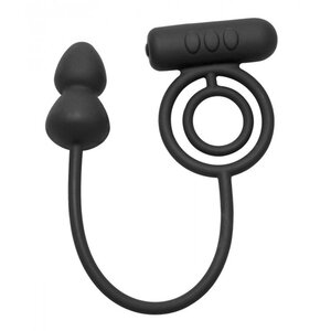 Vibrierender Penisring und Buttplug in Schwarz