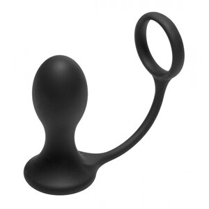 Penisring mit Buttplug in Schwarz