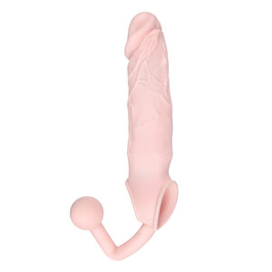 Hautfarbene Penishülle mit Buttplug