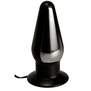 Elektrosex Großer Buttplug - Schwarz/Silber