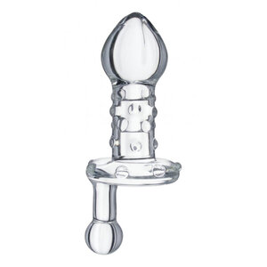 Lila Nubbed Rotator Gläserner Buttplug