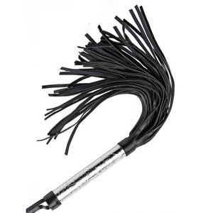 Flogger mit Strängen in Schwarz/Platin