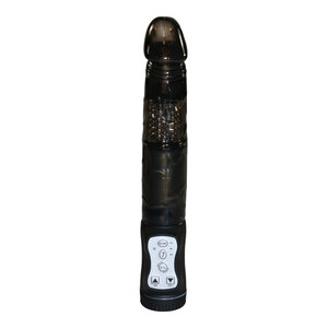 Vibrator mit Perlen und vibrierendem Analstimulator in Schwarz