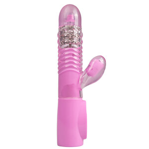 Stoßender Vibrator mit Perlen in Pink