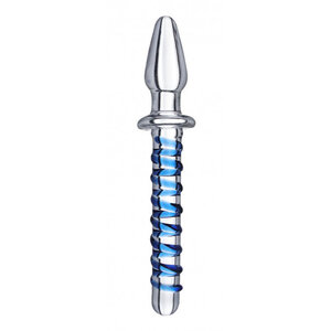 Kundalini Thrusting Wand Dildo & Plug - Transparent/Blau