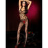 Bodystocking im Schritt offen mit Blumendesign und vielen Riemchen_