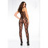 Schlichter Bodystocking mit Blumendesign und offenem Schritt SCHWARZ_